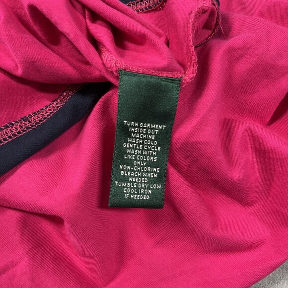 Lauren Ralph Lauren Shirt Womens Extra Large Pink Navy Colorblock Scoop Neck - Picture 7 of 7